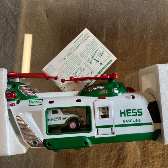2001 Hess Helicopter Toy Set with Motorcycle & Cruiser – Lights & Sounds, NIB - Picture 1 of 16